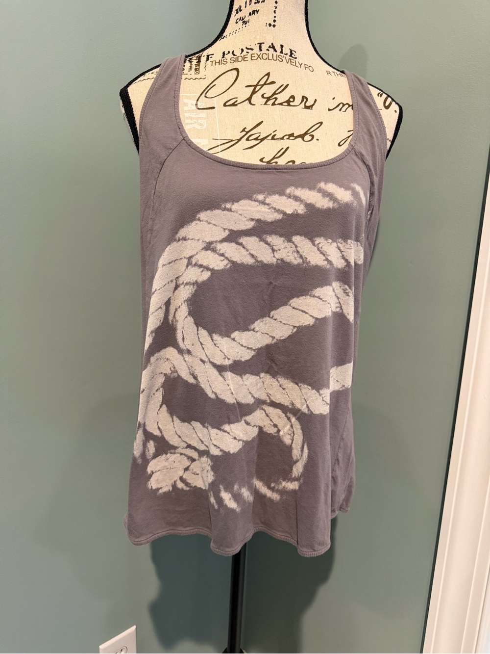 Womens Gray Rope-Print Tank Top